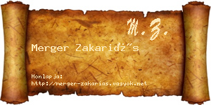 Merger Zakariás névjegykártya